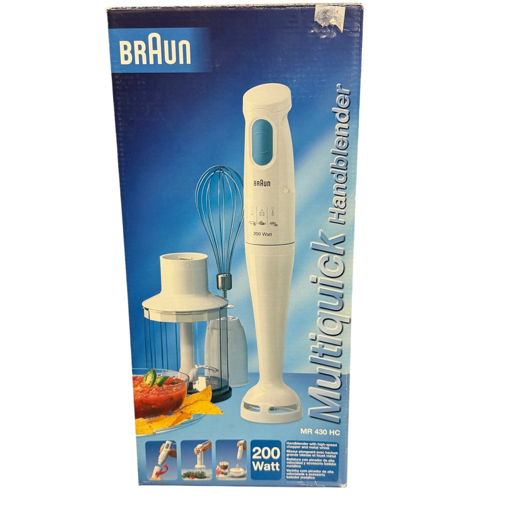 Braun Multiquick Hand Blender‎ MR 430 HC 200W White with Whisk & Chopper New